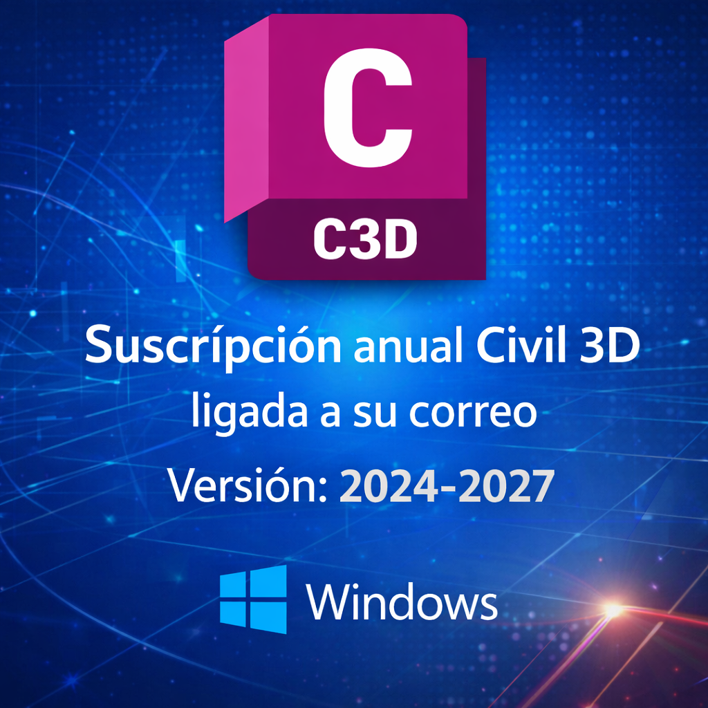 Suscripción 1 Año Civil 3D Windows/Ligado a Correo/Tipo Edu