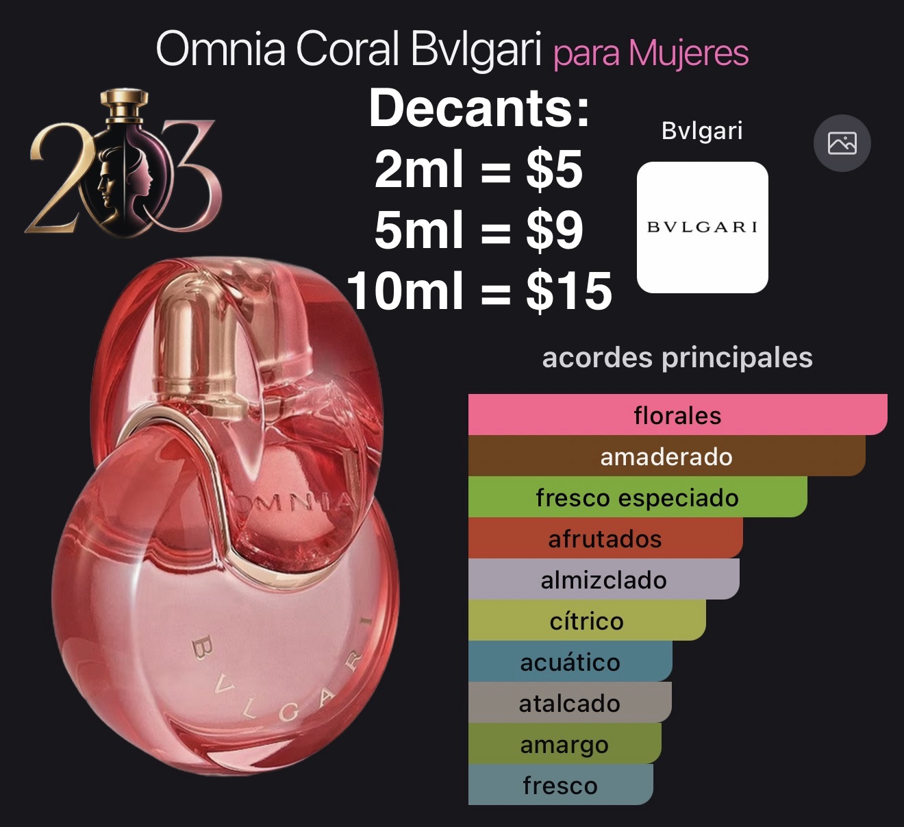 Bvlgari Omnia Coral Eau de Toilette | 100 ML | Decants en 2, 5 y 10 ML