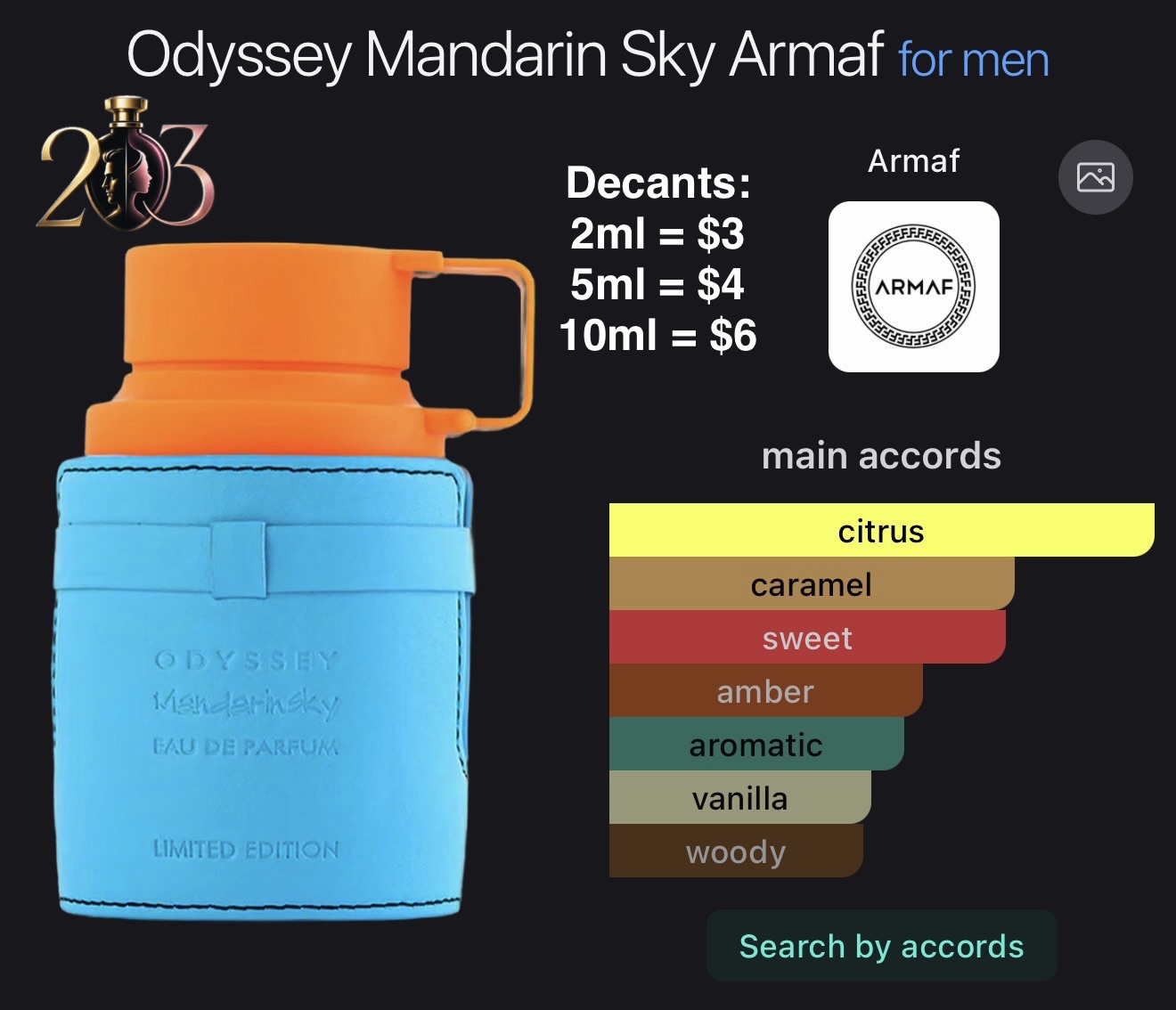 Odyssey Mandarin Skay Armaf for Men Eau de Parfum | 100 ML | Decants en 2, 5 y 10 ML