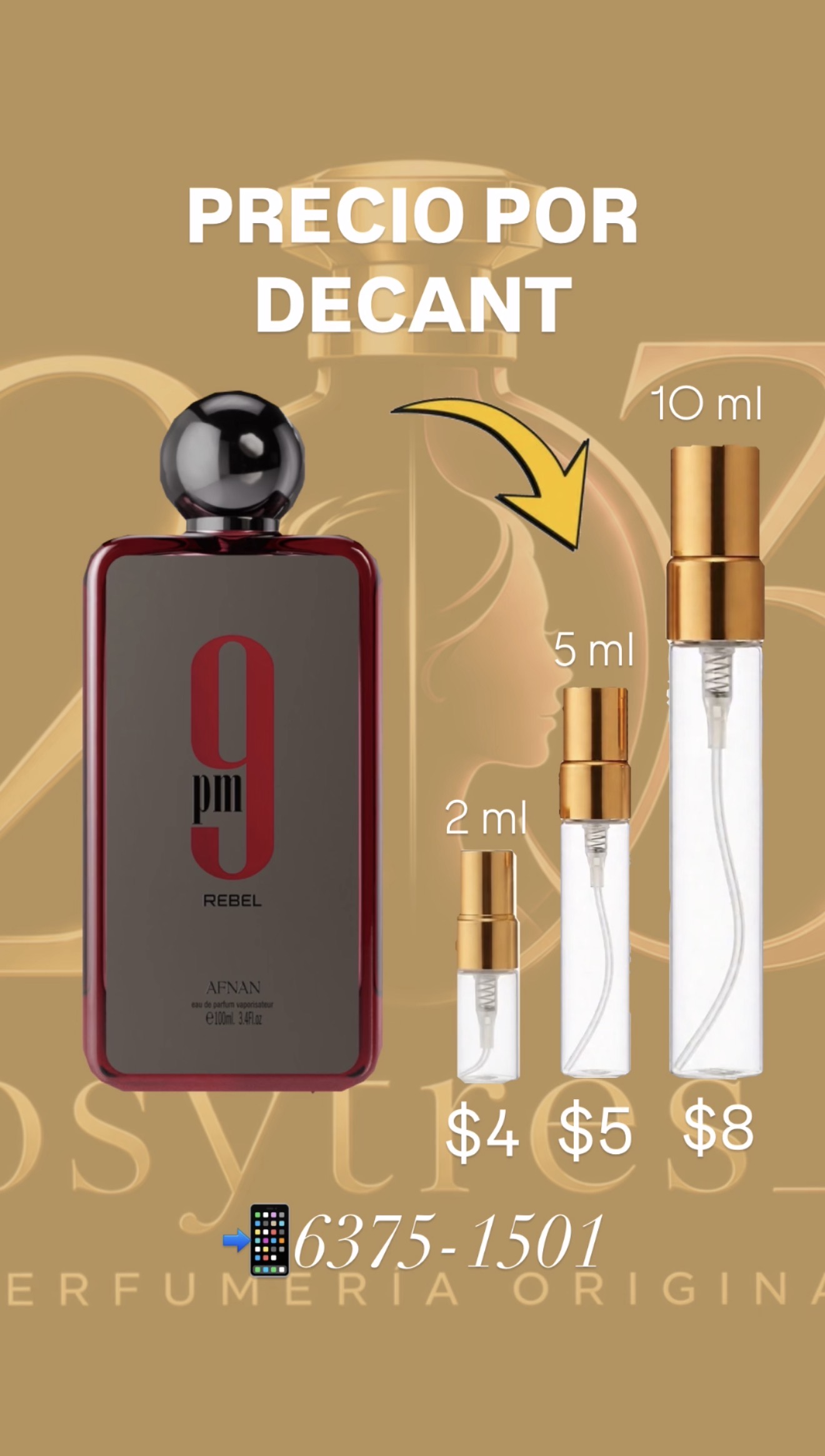 9 PM Rebel Afnan Eau de Parfum | 100ml | Decants en 2ml, 5ml y 10 ml.