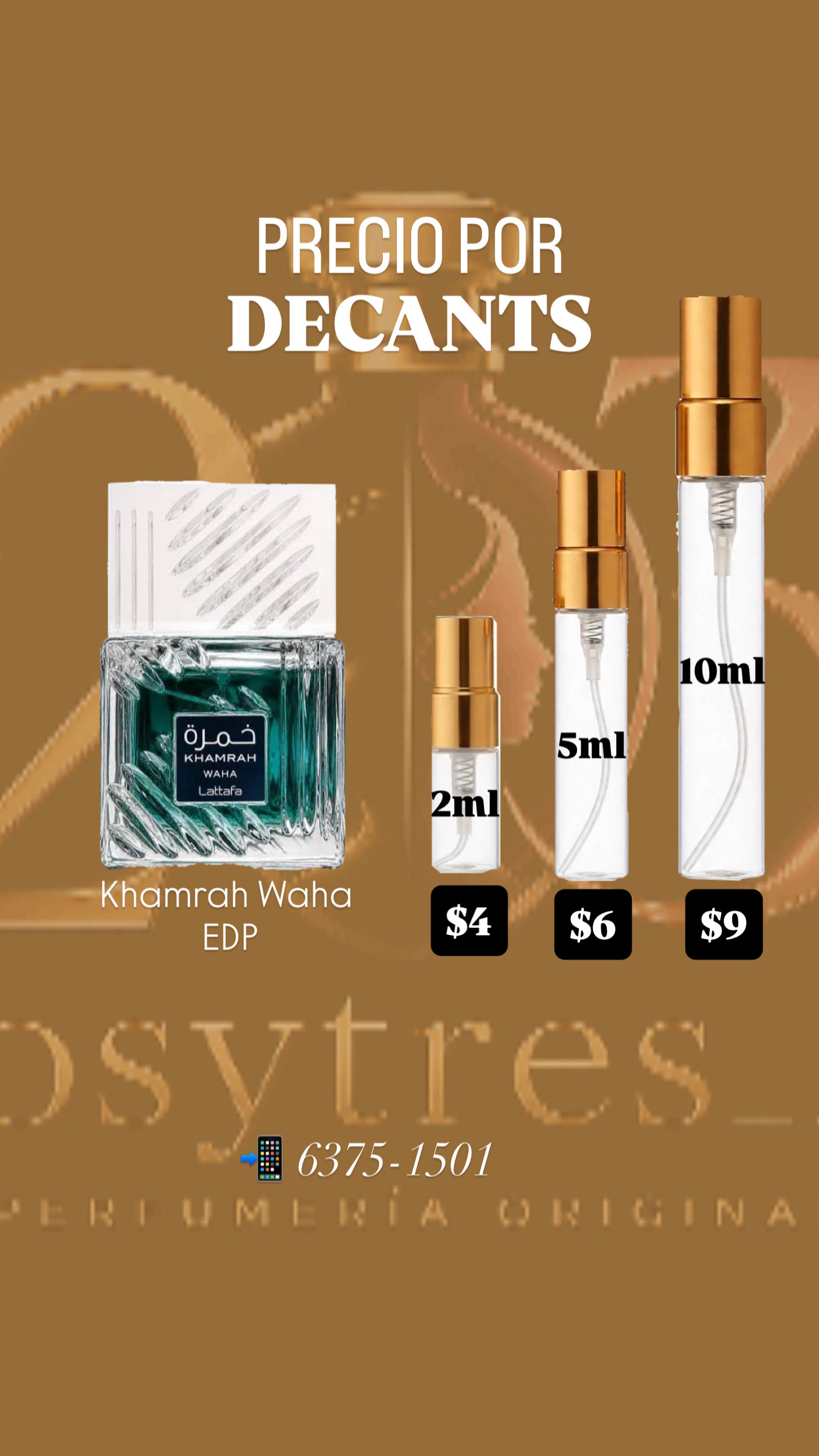 Lattafa Khamrah Waha Eau de Parfum | 100ml | Decants en 2ml, 5ml y 10 ml.